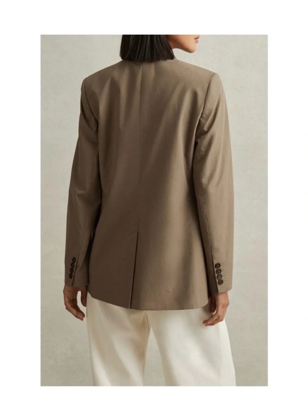 REISS Hope Single Breasted‎ Cotton Blazer Taupe size 12